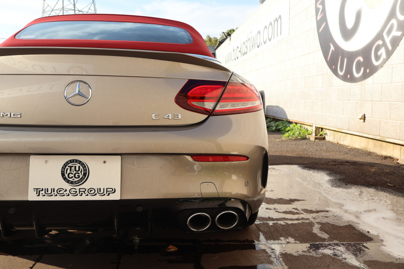 AMG Cクラス C43 4MATIC ｶﾌﾞﾘｵﾚ　後期型 ﾀﾞｰｸﾚｯﾄﾞ幌 AMGｽﾀｲﾘﾝｸﾞPKG ﾚｰﾀﾞｰｾｰﾌﾃｨPKG ｴｱﾊﾞﾗﾝｽPKG ｸﾗﾝﾍﾞﾘｰ赤革 ｼｰﾄﾋｰﾀ 純正10.25ｲﾝﾁﾅﾋﾞ地ﾃﾞｼﾞ ｺｯｸﾋﾟｯﾄDisp AppleCarPlay Burmesterｻﾗｳﾝﾄﾞ Bﾓﾆﾀｰ ﾏﾙﾁﾋﾞｰﾑLED 純正ﾄﾞﾗﾚｺ AMG19ｲﾝﾁAW　2年保証