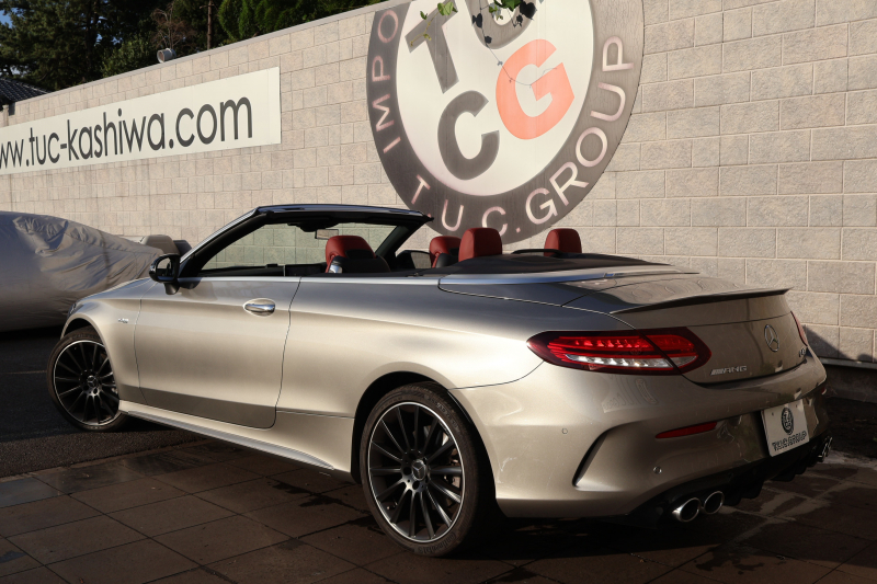 AMG Cクラス C43 4MATIC ｶﾌﾞﾘｵﾚ　後期型 ﾀﾞｰｸﾚｯﾄﾞ幌 AMGｽﾀｲﾘﾝｸﾞPKG ﾚｰﾀﾞｰｾｰﾌﾃｨPKG ｴｱﾊﾞﾗﾝｽPKG ｸﾗﾝﾍﾞﾘｰ赤革 ｼｰﾄﾋｰﾀ 純正10.25ｲﾝﾁﾅﾋﾞ地ﾃﾞｼﾞ ｺｯｸﾋﾟｯﾄDisp AppleCarPlay Burmesterｻﾗｳﾝﾄﾞ Bﾓﾆﾀｰ ﾏﾙﾁﾋﾞｰﾑLED 純正ﾄﾞﾗﾚｺ AMG19ｲﾝﾁAW　2年保証