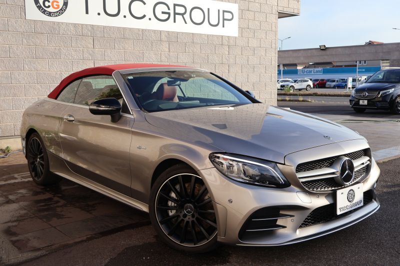AMG Cクラス C43 4MATIC ｶﾌﾞﾘｵﾚ　後期型 ﾀﾞｰｸﾚｯﾄﾞ幌 AMGｽﾀｲﾘﾝｸﾞPKG ﾚｰﾀﾞｰｾｰﾌﾃｨPKG ｴｱﾊﾞﾗﾝｽPKG ｸﾗﾝﾍﾞﾘｰ赤革 ｼｰﾄﾋｰﾀ 純正10.25ｲﾝﾁﾅﾋﾞ地ﾃﾞｼﾞ ｺｯｸﾋﾟｯﾄDisp AppleCarPlay Burmesterｻﾗｳﾝﾄﾞ Bﾓﾆﾀｰ ﾏﾙﾁﾋﾞｰﾑLED 純正ﾄﾞﾗﾚｺ AMG19ｲﾝﾁAW　2年保証
