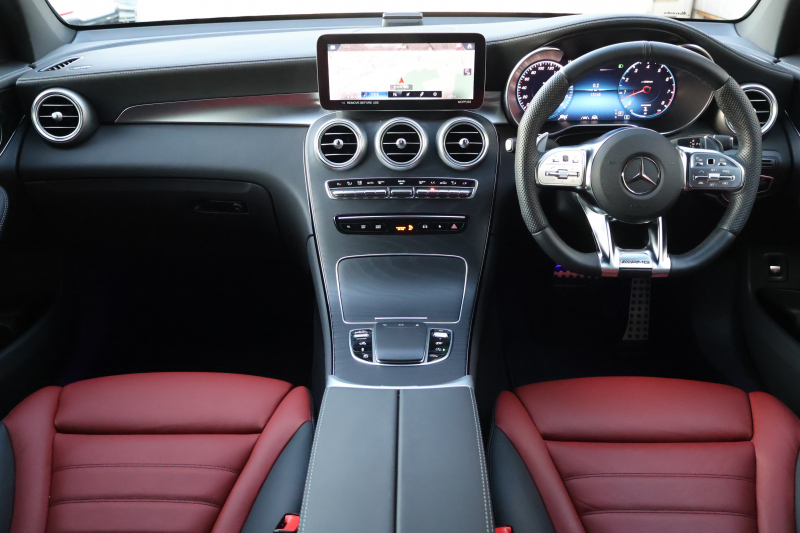 AMG GLCクーペ GLC43 4MATIC ｸｰﾍﾟ　後期型 ﾚｻﾞｰｴｸｽｸﾙｰｼﾌﾞPKG ﾚｰﾀﾞｰｾｰﾌﾃｨPKG ｴｱﾊﾞﾗﾝｽPKG 1ｵｰﾅｰ ｸﾗﾝﾍﾞﾘｰ赤革ｼｰﾄ ｼｰﾄﾋｰﾀ MBUX 純正10.25ｲﾝﾁﾅﾋﾞ地ﾃﾞｼﾞ ｺｯｸﾋﾟｯﾄDisp AppleCarPlay 360°ｶﾒﾗ PTS 電動Rｹﾞｰﾄ HUD AMG20ｲﾝﾁAW　新車保証