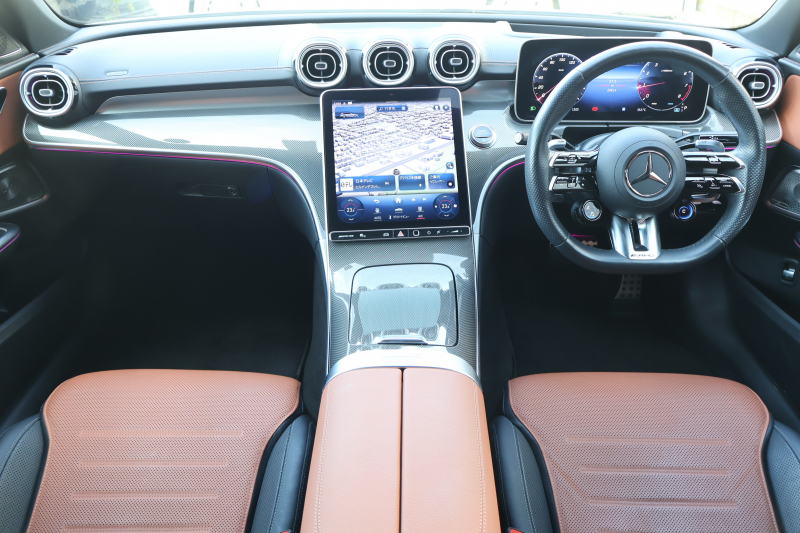 AMG Cクラス C43 4MATIC ｽﾃｰｼｮﾝﾜｺﾞﾝ (BSG搭載ﾓﾃﾞﾙ)　ﾚｻﾞｰｴｸｽｸﾙｰｼﾌﾞPKG ﾚｰﾀﾞｰｾｰﾌﾃｨPKG ﾊﾟﾉﾗﾏSR ｼｴﾅﾌﾞﾗｳﾝ/ﾌﾞﾗｯｸ革 ｼｰﾄﾋｰﾀｰ  ﾍﾞﾝﾁﾚｰﾀｰ MBUX ARﾅﾋﾞ地ﾃﾞｼﾞ AppleCarPlay Burmester 360度ｶﾒﾗ  HUD  ﾘｱｱｸｽﾙｽﾃｱﾘﾝｸﾞ AMG19ｲﾝﾁAW　新車保証